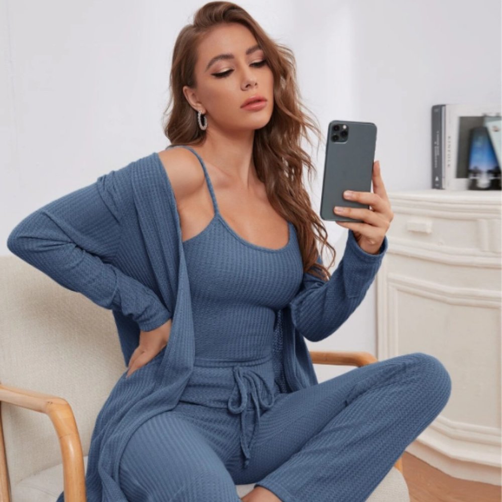 NWOT - 3pcs Waffle Knit Cami Top PJ Set